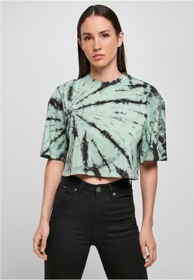 Ladies Oversized Cropped Tie Dye Tee black/asphalt 3XL