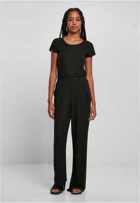 Ladies Rib Wid Leg Jumpsuit black 3XL