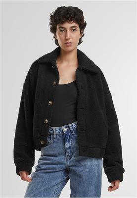 Ladies Short Sherpa Button Jacket black 3XL
