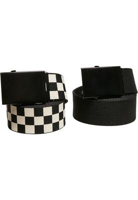 Check And Solid Canvas Belt 2-Pack black/offwhite L/XL