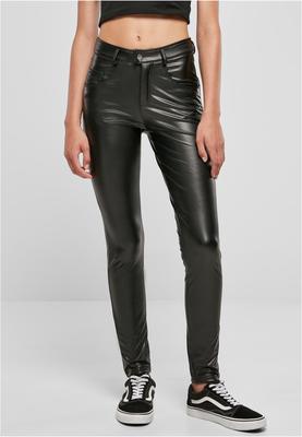 Ladies Mid Waist Synthetic Leather Pants black 28