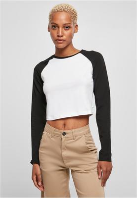 Ladies Organic Cropped Retro Baseball Longsleeve whitesand/hugered XXL