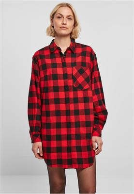 Ladies Oversized Check Flannel Shirt Dress black/red 3XL