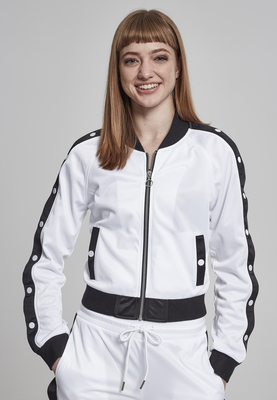 Ladies Button Up Track Jacket blk/wht/blk L