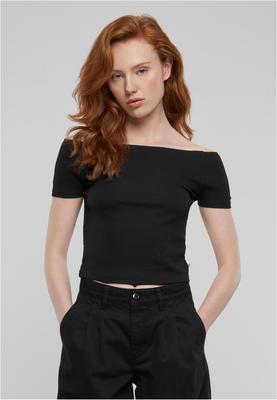 Ladies Organic Off Shoulder Rib Tee black 3XL