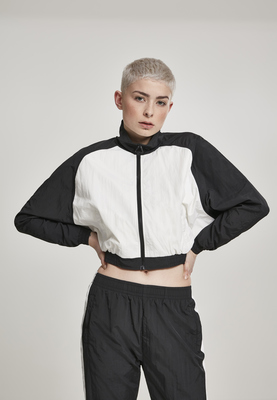 Ladies Short Raglan Crinkle Batwing Jacket blk/wht L