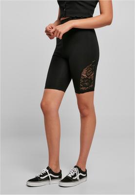 Ladies High Waist Lace Inset Cycle Shorts black 3XL