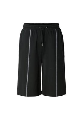 Contrast Seam Peached Bermuda Shorts black 3XL
