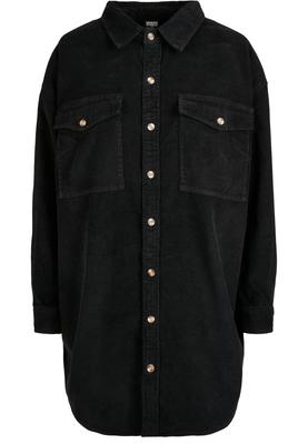 Ladies Long Corduroy Overshirt black 3XL