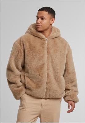 Full Zip Faux Fur Hoodie black L