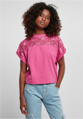 Ladies Short Oversized Lace Tee black 3XL