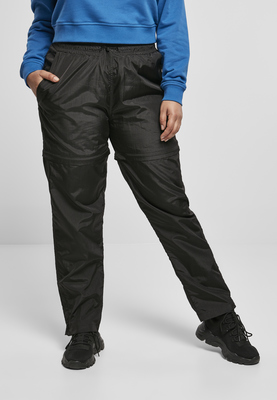 Ladies Shiny Crinkle Nylon Zip Pants black 3XL