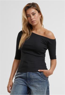 Ladies Organic Asymmetric Rib Tee black 3XL