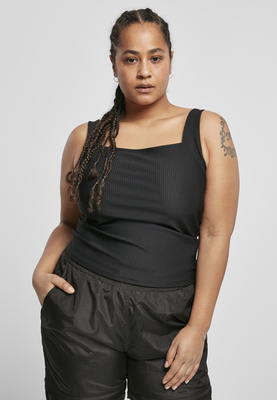 Ladies Squard Neckline Rib Top black 3XL