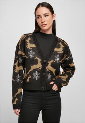 Ladies Short Oversized Christmas Cardigan black/gold 3XL