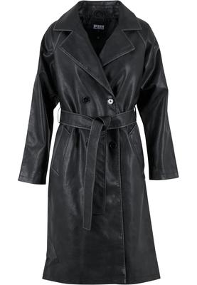 Ladies Vintage Leather Trenchcoat black 3XL