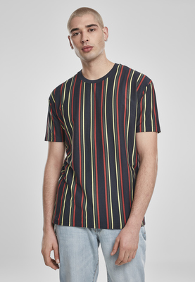 Printed Oversized Retro Stripe Tee midnightnavy/burnedred 3XL