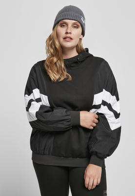 Ladies Mix Crinkle Nylon Sweat Hoody black/white L