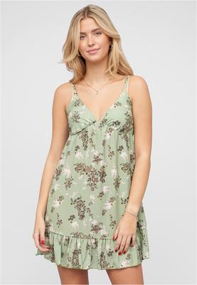 Struktur Träger Kleid mit Floralem Print light green L