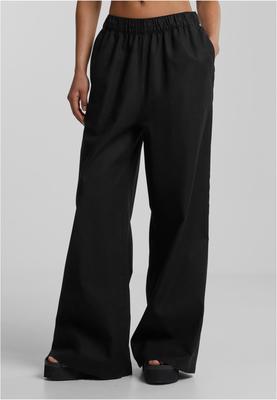 Ladies Linen Mixed Wide Pants black 3XL
