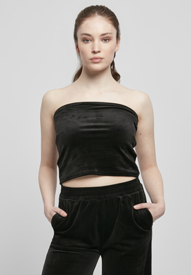 Ladies Short Velvet Tube Top black 3XL