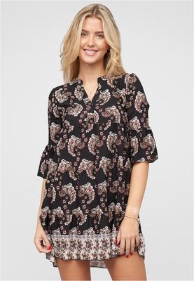 Paisley Kleid mit V-Neck und All Over Print black L