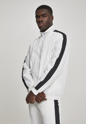 Striped Sleeve Crinkle Track Jacket blk/wht L