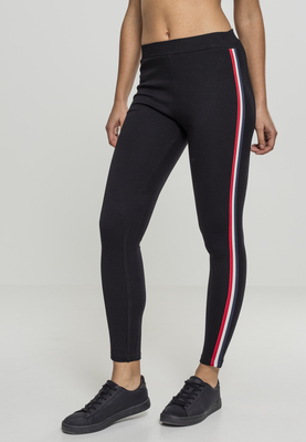 Ladies 3-Tone Tape Leggings black/firered/green L