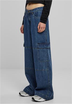 Ladies Low Waist Cargo Denim mid indigo washed 26