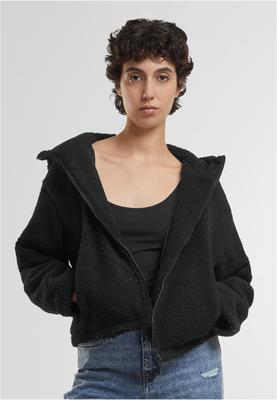 Ladies Short Hooded Sherpa Jacket black 3XL