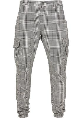 AOP Glencheck Cargo Jog Pants white/black L