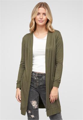 Longform Viskose Cardigan mit 2 seitl. Taschen military green L