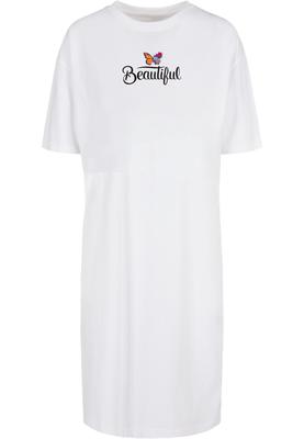 Ladies Frida Kahlo - Beautiful butterfly Organic Oversized Slit Tee Dress white S