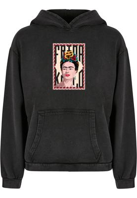 Ladies Frida Kahlo - Frame one Acid Washed Oversize Hoody black 5XL