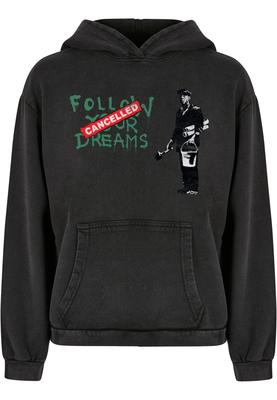 Ladies Brandalised - Follow Your Dreams Acid Washed Oversize Hoody black 3XL