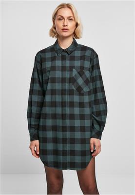 Ladies Oversized Check Flannel Shirt Dress black/red 3XL