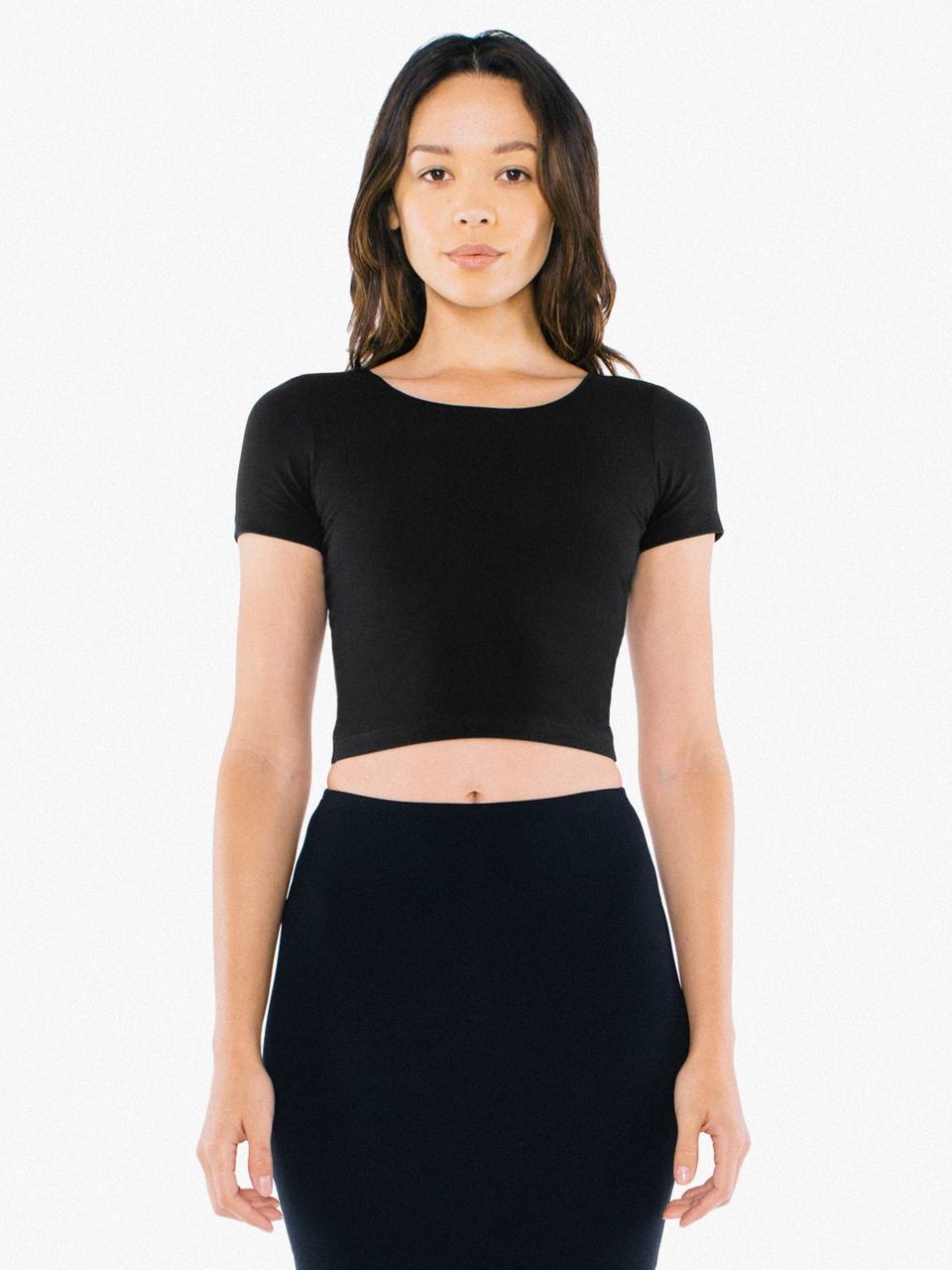 WOMEN'S COTTON SPANDEX SHORT SLEEVE CROP TOP - MERCHYOU