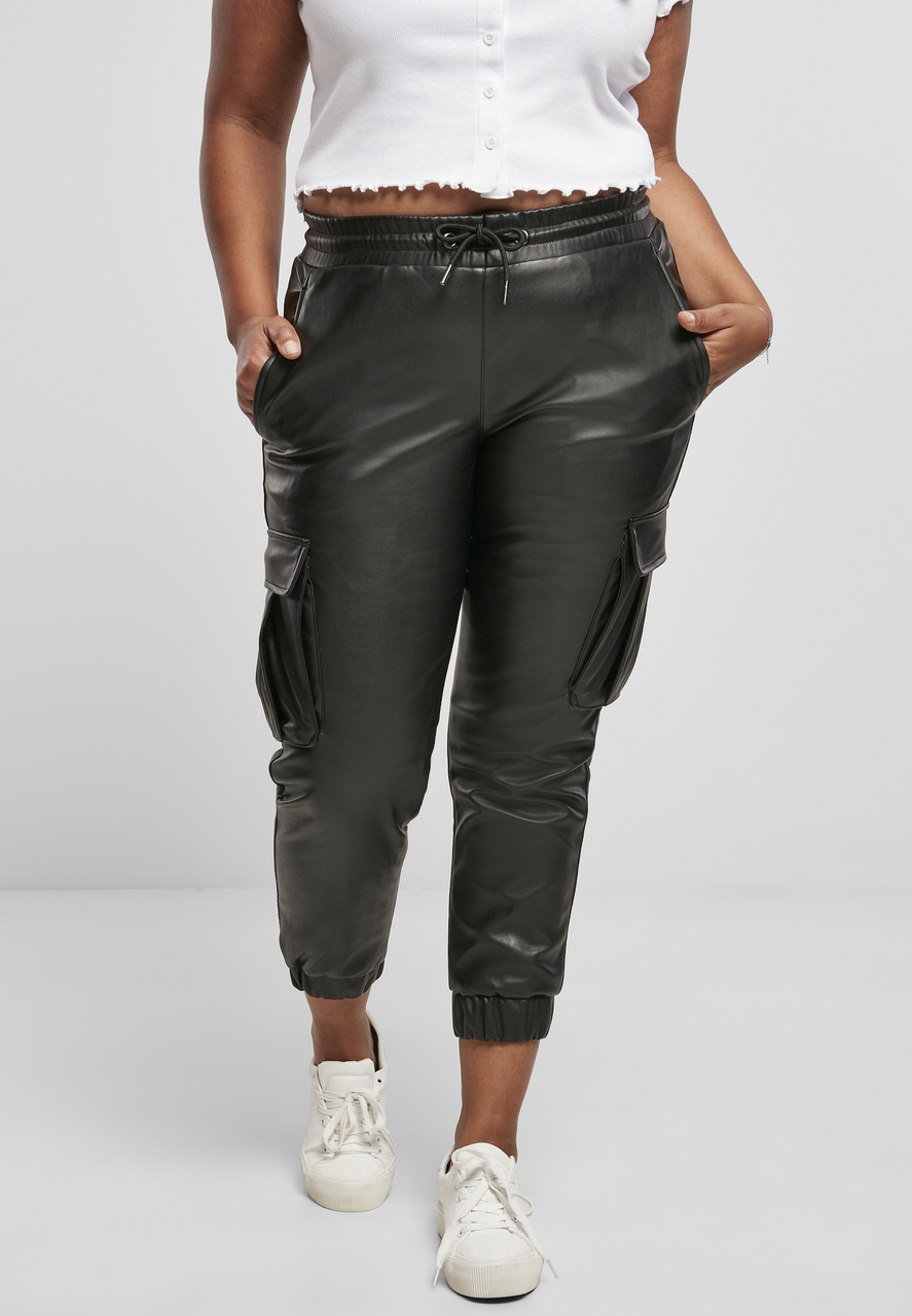 Faux leather sales cargo pants