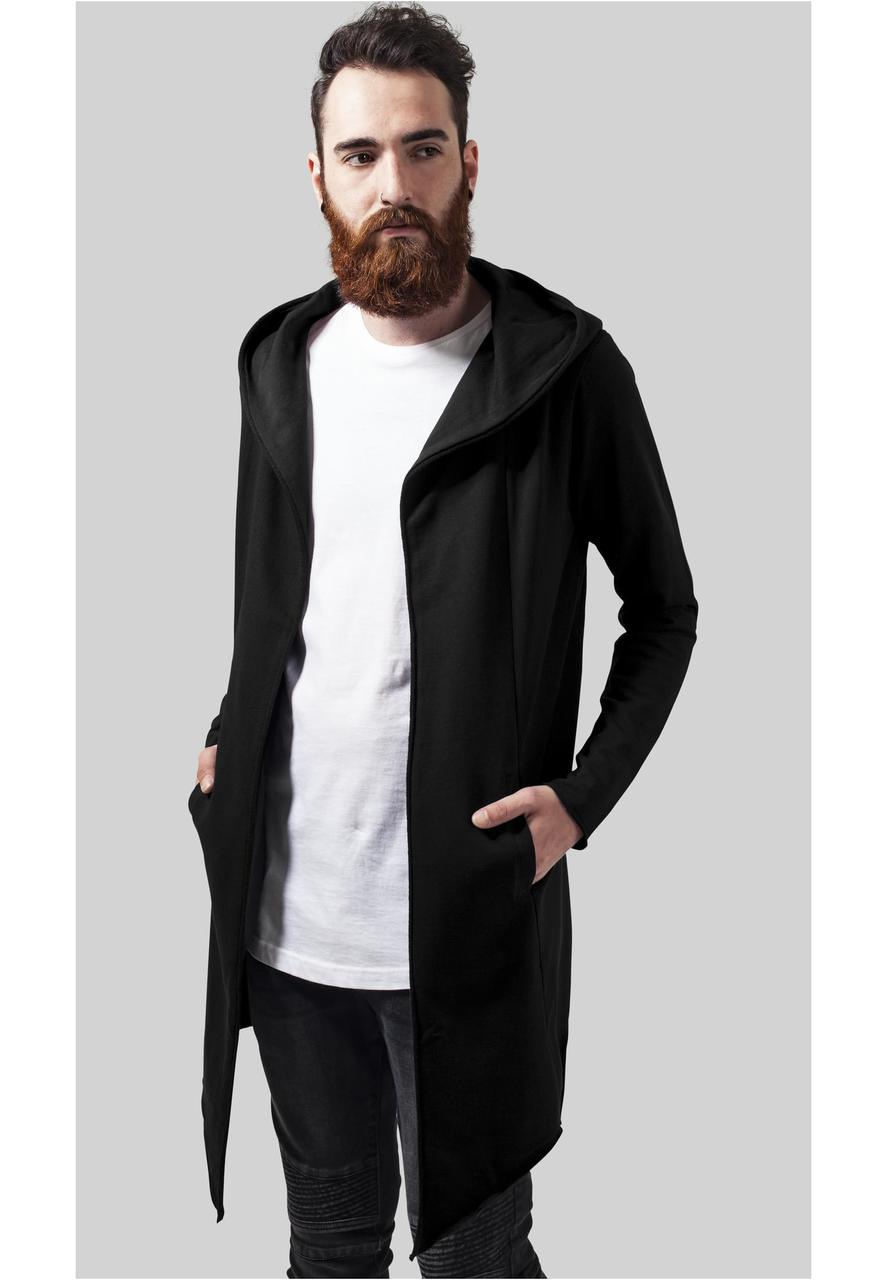 Long Hooded Open Edge Cardigan black M MERCHYOU